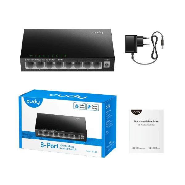 FS108D 8-პორტიანი სვიჩი 10/100 Mbps